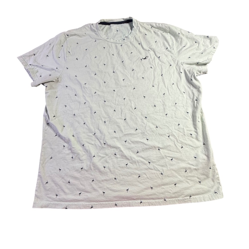 Hollister Flamingo Print Crew Neck Short Sleeve Casual T-Shirt XXL